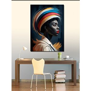 Kanvas Tablo Afrikalı Kadın Ve Renkli Desenler 100x140 cm