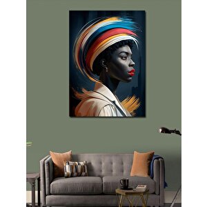 Kanvas Tablo Afrikalı Kadın Ve Renkli Desenler 100x140 cm