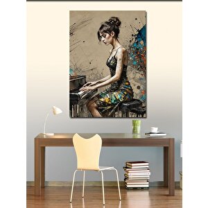 Kanvas Tablo Piyano Çalan Kız Çocuğu 50x70 cm