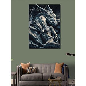 Kanvas Tablo Renkli Tüylü Melek Kadın 100x140 cm
