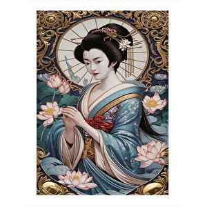 Japon Kadın Tasarım Ahşap Tablo 35cm X50cm 35x50 cm