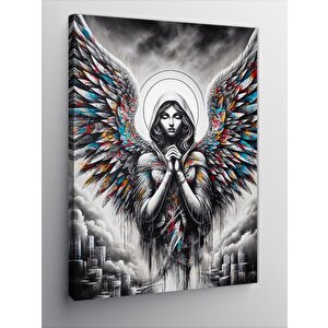 Kanvas Tablo Renkli Kanatlı Melek 100x140 cm