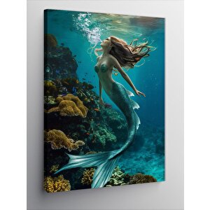 Kanvas Tablo Deniz Altında Yeşil Denizkızı 70x100 cm