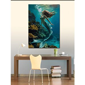 Kanvas Tablo Deniz Altında Yeşil Denizkızı 70x100 cm