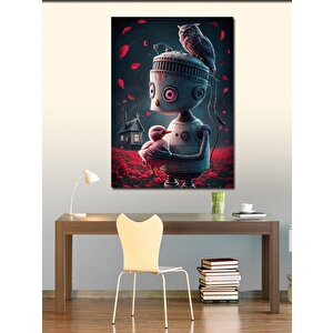 Kanvas Tablo Sevimli Robot Baykuş Ve Ördek 70x100 cm