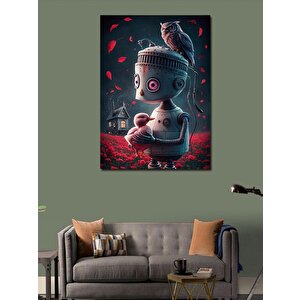 Kanvas Tablo Sevimli Robot Baykuş Ve Ördek 70x100 cm