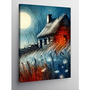 Kanvas Tablo Ay Işıgında Eski Taş Ev 50x70 cm