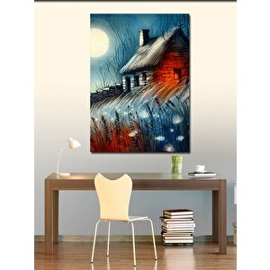 Kanvas Tablo Ay Işıgında Eski Taş Ev 50x70 cm