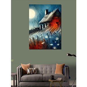 Kanvas Tablo Ay Işıgında Eski Taş Ev 50x70 cm
