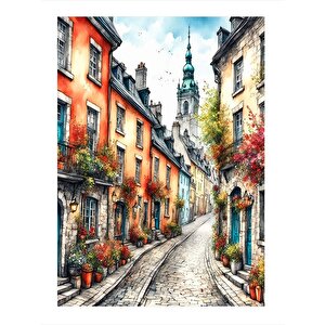 Arnavut Kaldırımlı Yol Modern Ahşap Tablo 25cmx 35cm 25x35 cm