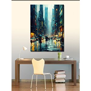 Kanvas Tablo Yağmurlu Şehir Manzarası 100x140 cm