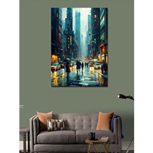 Kanvas Tablo Yağmurlu Şehir Manzarası 100x140 cm