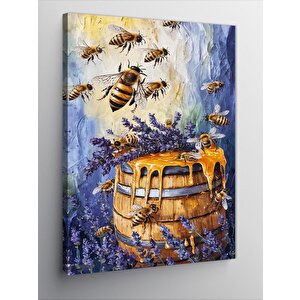 Kanvas Tablo Bal Fıçısı Ve Arılar 50x70 cm