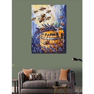 Kanvas Tablo Bal Fıçısı Ve Arılar 100x140 cm