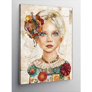 Kanvas Tablo Renkli Elbiseli Kız 70x100 cm