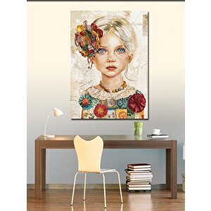 Kanvas Tablo Renkli Elbiseli Kız 70x100 cm