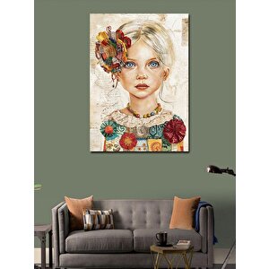 Kanvas Tablo Renkli Elbiseli Kız 70x100 cm