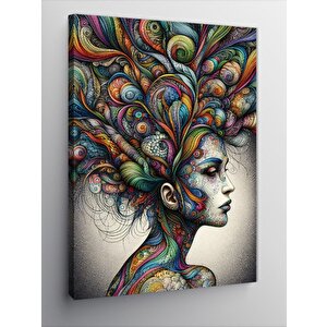 Kanvas Tablo Kız Çocuğu Ve Renkli Balonlar 100x140 cm