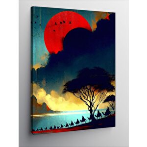 Kanvas Tablo Develerle Göç Eden Kabile Ve Deniz Manzarası 50x70 cm