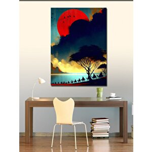 Kanvas Tablo Develerle Göç Eden Kabile Ve Deniz Manzarası 50x70 cm