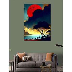 Kanvas Tablo Develerle Göç Eden Kabile Ve Deniz Manzarası 50x70 cm