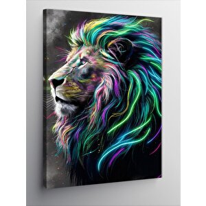 Kanvas Tablo Renkli Tüylü Aslan 100x140 cm