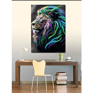 Kanvas Tablo Renkli Tüylü Aslan 100x140 cm