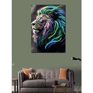 Kanvas Tablo Renkli Tüylü Aslan 100x140 cm