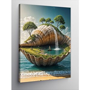 Kanvas Tablo Deniz Kabuğu Ve Kumsal 100x140 cm