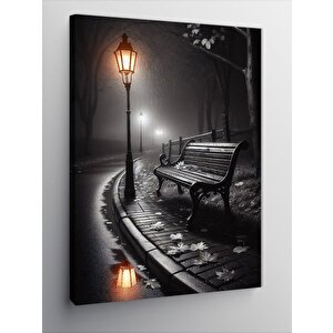 Kanvas Tablo Sokak Lambası Ve Bank 50x70 cm