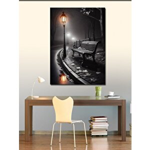 Kanvas Tablo Sokak Lambası Ve Bank 50x70 cm