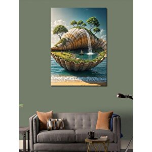 Kanvas Tablo Deniz Kabuğu Ve Kumsal 50x70 cm