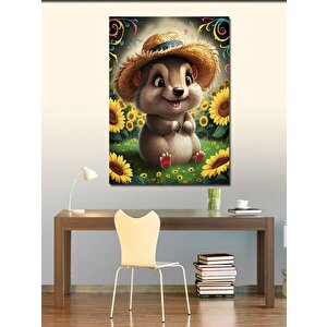 Kanvas Tablo Hasır Şapkalı Hamster 50x70 cm
