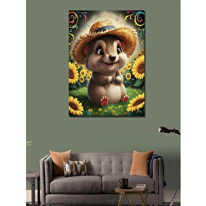 Kanvas Tablo Hasır Şapkalı Hamster 50x70 cm