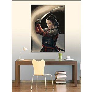 Kanvas Tablo Japon Kadın Samuray 100x140 cm