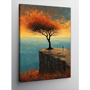 Kanvas Tablo Deniz Kenarı Yokuş Ağaç 50x70 cm