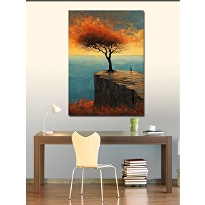 Kanvas Tablo Deniz Kenarı Yokuş Ağaç 50x70 cm