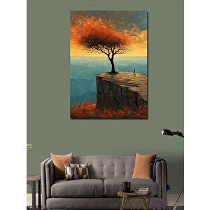 Kanvas Tablo Deniz Kenarı Yokuş Ağaç 50x70 cm