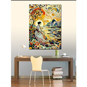 Kanvas Tablo Nehir Kıyısındaki Asyalı Kadın 50x70 cm