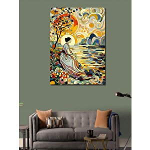 Kanvas Tablo Nehir Kıyısındaki Asyalı Kadın 50x70 cm