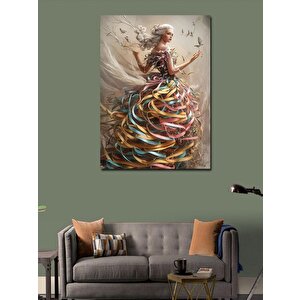 Kanvas Tablo Renkli Elbiseli Kız 50x70 cm