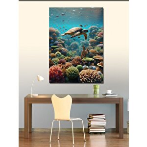 Kanvas Tablo Caretta Caretta Ve Deniz Canlıları 50x70 cm
