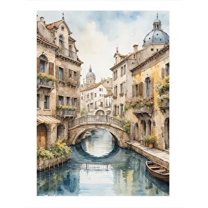 Eski Binalar Ve Nehir Manzarası Art Mdf Poster 25cmx 35cm 25x35 cm