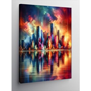 Kanvas Tablo Rengarenk Şehir Gökdelenler 70x100 cm