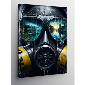 Kanvas Tablo Gaz Maskeli Adam Ve Deniz 70x100 cm