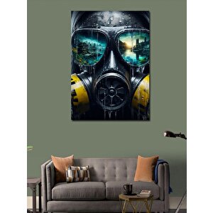 Kanvas Tablo Gaz Maskeli Adam Ve Deniz 70x100 cm