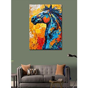 Kanvas Tablo Renkli Desenler Ve At 50x70 cm