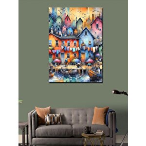 Kanvas Tablo Renkli Evler 70x100 cm