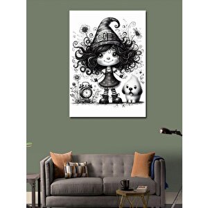 Kanvas Tablo Şapkalı Kız Ve Köpeği 70x100 cm