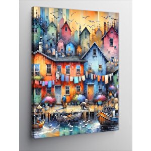 Kanvas Tablo Renkli Evler 50x70 cm